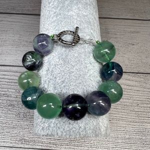 MULTI FLUORITE BEADED BRACELET (187)